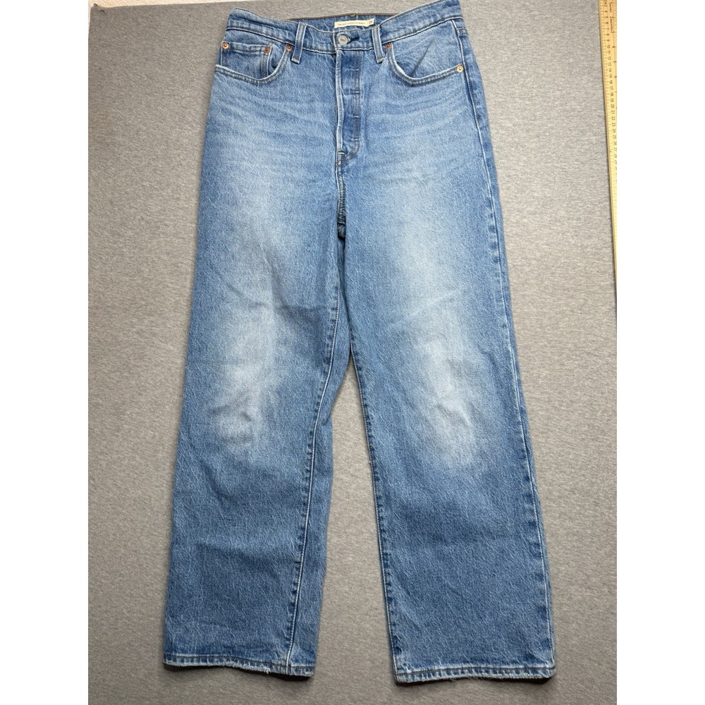 Levi's Jeans 29 Premium Ribcage Straight Ankle Button Fly Light Wash High Rise
